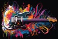 electric guitar, surrounded by colorful abstract background Royalty Free Stock Photo