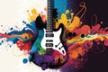 electric guitar, surrounded by colorful abstract background Royalty Free Stock Photo