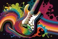 electric guitar, surrounded by colorful abstract background Royalty Free Stock Photo