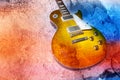 Electric guitar with water color background Royalty Free Stock Photo