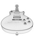 Electric guitar wireframe from black lines isolated on white background. 3D. Vector illustration Royalty Free Stock Photo