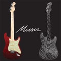 Electric guitars vector icons set. Use as icons, elements for lo Royalty Free Stock Photo