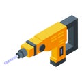 Electric hammer drill icon isometric vector. Concrete tool