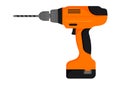 Electric Hand Drill in Flat Style. Vector Illustration of Electric Screwdriver Royalty Free Stock Photo