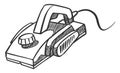 Electric hand planer icon in sketch. Woodworking tool vector illustration.
