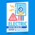 Electric Heating Boiler Repair Promo Banner Vector