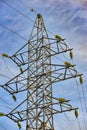 Electric high voltage pole with wires Royalty Free Stock Photo