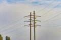 Electric high voltage pole with wires Royalty Free Stock Photo