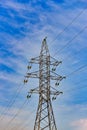 Electric high voltage pole with wires Royalty Free Stock Photo