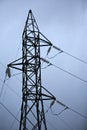 Electric high voltage post with sky background Royalty Free Stock Photo