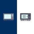 Electric, Home, Machine, Oven  Icons. Flat and Line Filled Icon Set Vector Blue Background Royalty Free Stock Photo