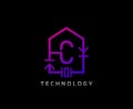 Electric House C Letter Icon Design With Electrical Engineering Component Symbol. Electrical House Service Royalty Free Stock Photo