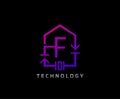 Electric House F Letter Icon Design With Electrical Engineering Component Symbol. Electrical House Service Royalty Free Stock Photo