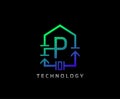 Electric House P Letter Icon Design With Electrical Engineering Component Symbol. Electrical House Service Royalty Free Stock Photo