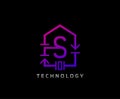 Electric House S Letter Icon Design With Electrical Engineering Component Symbol. Electrical House Service Royalty Free Stock Photo