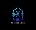 Electric House X Letter Icon Design With Electrical Engineering Component Symbol. Electrical House Service Royalty Free Stock Photo