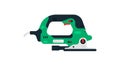 Electric jigsaw side view. Power tools for household, carpentry, construction and finishing work. Professional worker