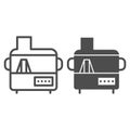 Electric juicer line and glyph icon. Household vector illustration isolated on white. Kitchenware outline style design