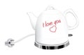 Electric kettle I love you Royalty Free Stock Photo