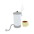 Electric kettle isometric flat vector illustration coffee cup Royalty Free Stock Photo