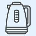 Electric kettle line icon. Plastic pan, appliance for boiling water. Home-style kitchen vector design concept, outline Royalty Free Stock Photo