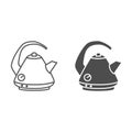 Electric kettle line and solid icon, Kitchen accessory concept, teakettle in classic style sign on white background