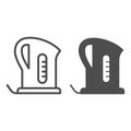 Electric kettle line and solid icon, Kitchen appliances concept, teapot sign on white background, teakettle icon in