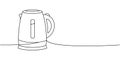 Electric kettle one line continuous drawing. Kitchen tools continuous one line illustration. Vector minimalist linear