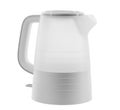 Electric kettle plastic with a power button on a white isolated background Royalty Free Stock Photo