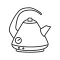 Electric kettle thin line icon, Kitchen accessory concept, teakettle in classic style sign on white background, Kettle