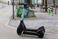 Closeup of a Parked Electric Scooters in ZÃÂ¼rich, Switzerland