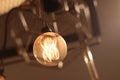 A electric lamp lighting . modern and vintage style , interior ceiling hanging light bulb decorate at room Royalty Free Stock Photo