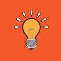 Electric lamps, tungsten, Edison, on a orange background, Vector illustration