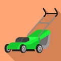 Electric lawnmower icon, flat style