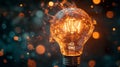 Electric Light Bulb with Explosive Creative Energy and Brainstorming Elements, Perfect for Innovation and Design Royalty Free Stock Photo
