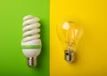 Electric light bulbs. the concept of energy efficiency. Royalty Free Stock Photo