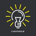 Electric lightbulb energy icon with glowing light rays