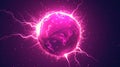 Electric lightning ball animation sprite for game modern design. Pink thunder energy attack fx set for video explosion.