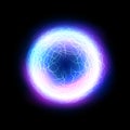 Electric lightning ball energy magic effect burst sphere. Vector power lightning energy magic glow circle Royalty Free Stock Photo