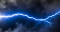 Electric lightning bolt across dramatic cloudy sky background Royalty Free Stock Photo