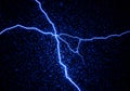 Electric lightning bolt energy strike with glowing particles on dark background Royalty Free Stock Photo