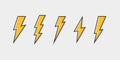 Electric lightning bolt logo set for your needs. Thunder icon. Modern flat style vector illustration Royalty Free Stock Photo