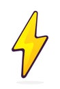 Electric lightning bolt. Thunderbolt strike symbol. Vector illustration. Hand drawn cartoon clip art with outline Royalty Free Stock Photo