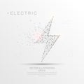 Electric lightning shape digitally drawn low poly wire frame. Royalty Free Stock Photo