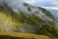 Electric line on the road from Lower to Upper Svaneti,Georgia Royalty Free Stock Photo