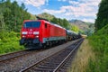 Electric locomotive from DB Cargo on the railway on a sunny day