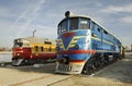 Electric locomotive in railway museum. Brest. Belarus