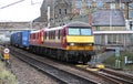 Electric locos freight train West Coast Main Line Royalty Free Stock Photo