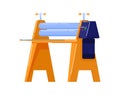 Electric machines in production, planer for wood, thickness stripping equipment, cartoon vector illustration, isolated