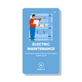 Electric Maintenance Worker Checking Cord Vector